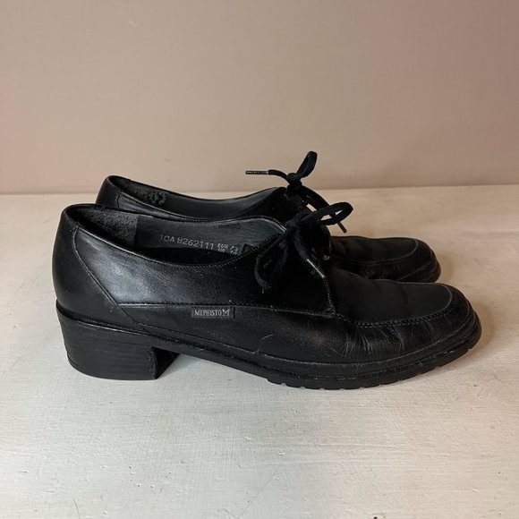 Mephisto Black Leather Dress Shoes Oxfords